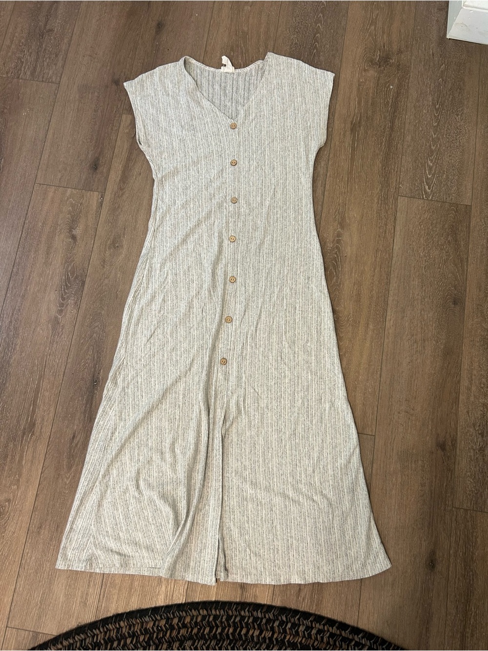 Caution To The Wind Sleeveless Button-Front Midi Dress - Light Gray